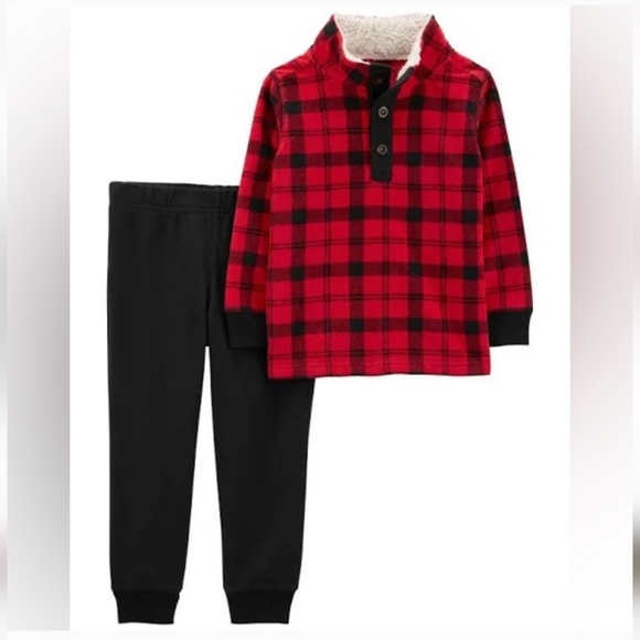 Carter's Other - Carter's Red and Black Plaid Fleece Jogger Set ~sz 4T